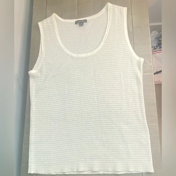 Brooks Brothers Shell Tank Sweater Womens Large Ivory Gray Metallic Linen Blend - Picture 14 of 14